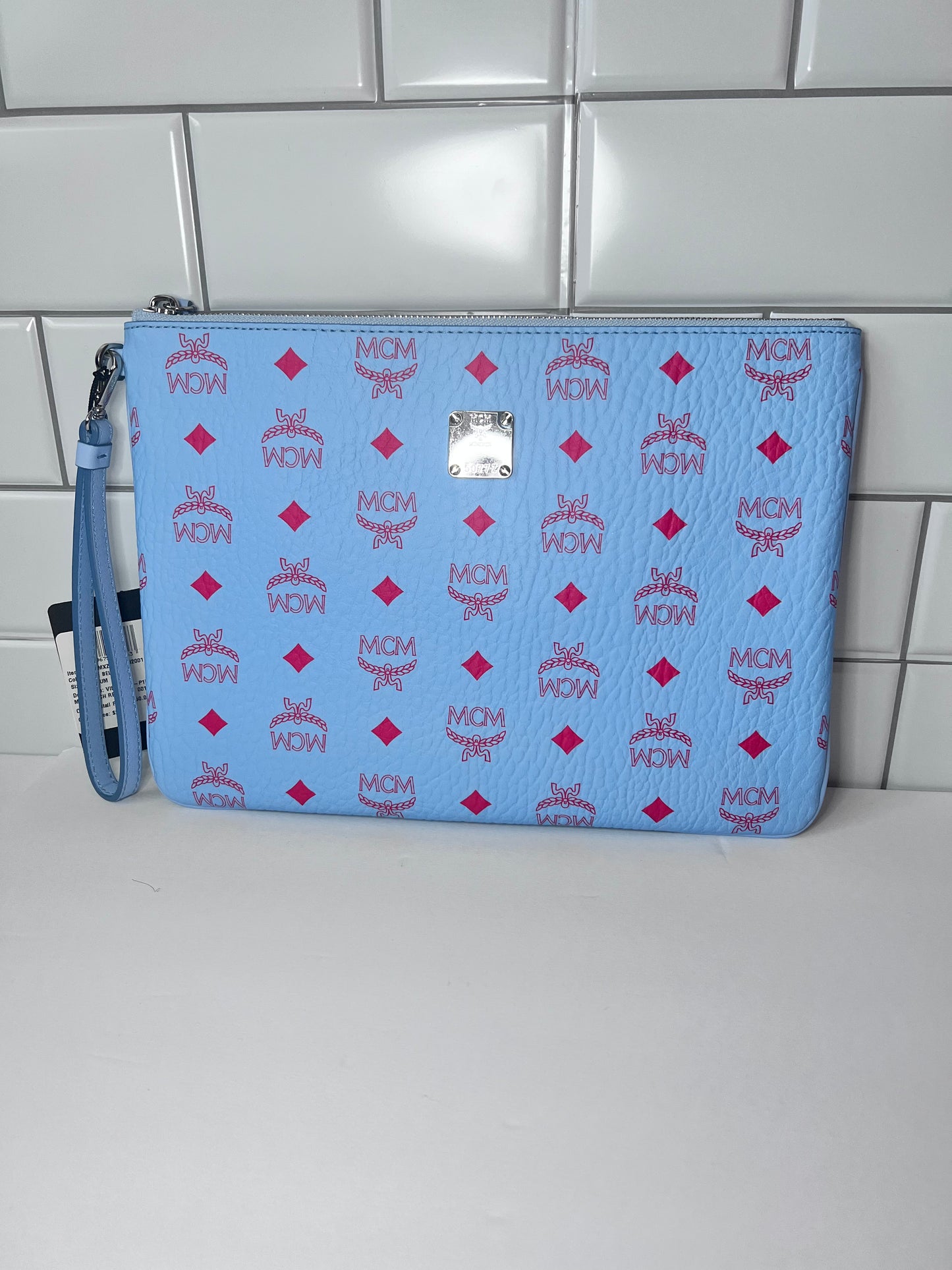 MCM Blue and Red Wristlet Pouch (New)